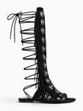 Amara Shoes Lace Up Fringe Gladiator Sandals