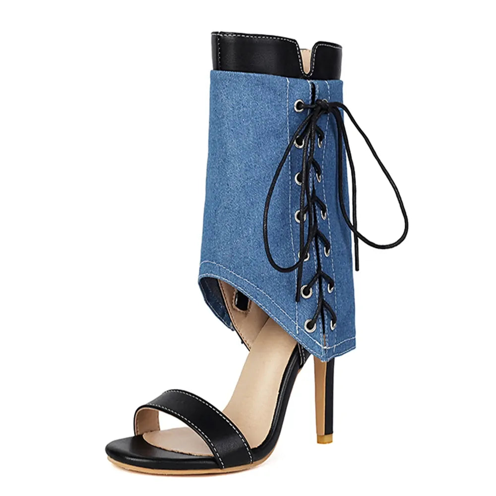 Amara Shoes Lace Up High Cut Stiletto Heel Sandals