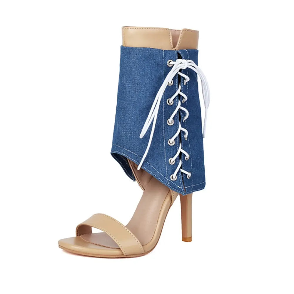 Amara Shoes Lace Up High Cut Stiletto Heel Sandals