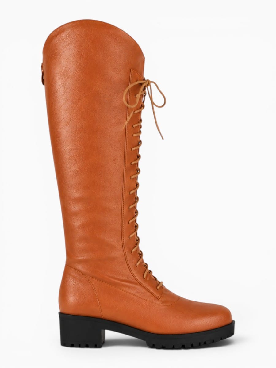 Amara Shoes Lace-Up Knee-High Combat Boots