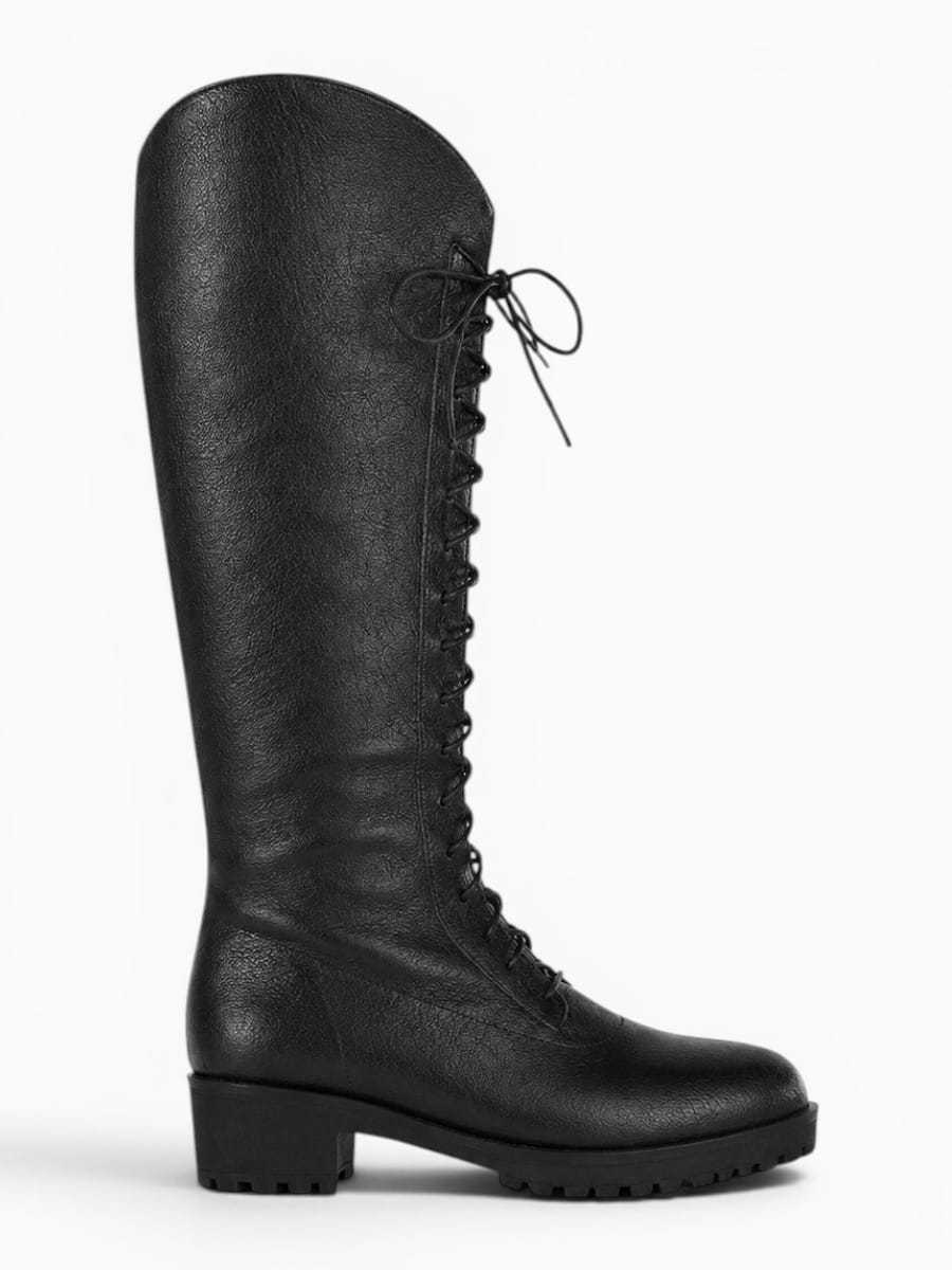 Amara Shoes Lace-Up Knee-High Combat Boots