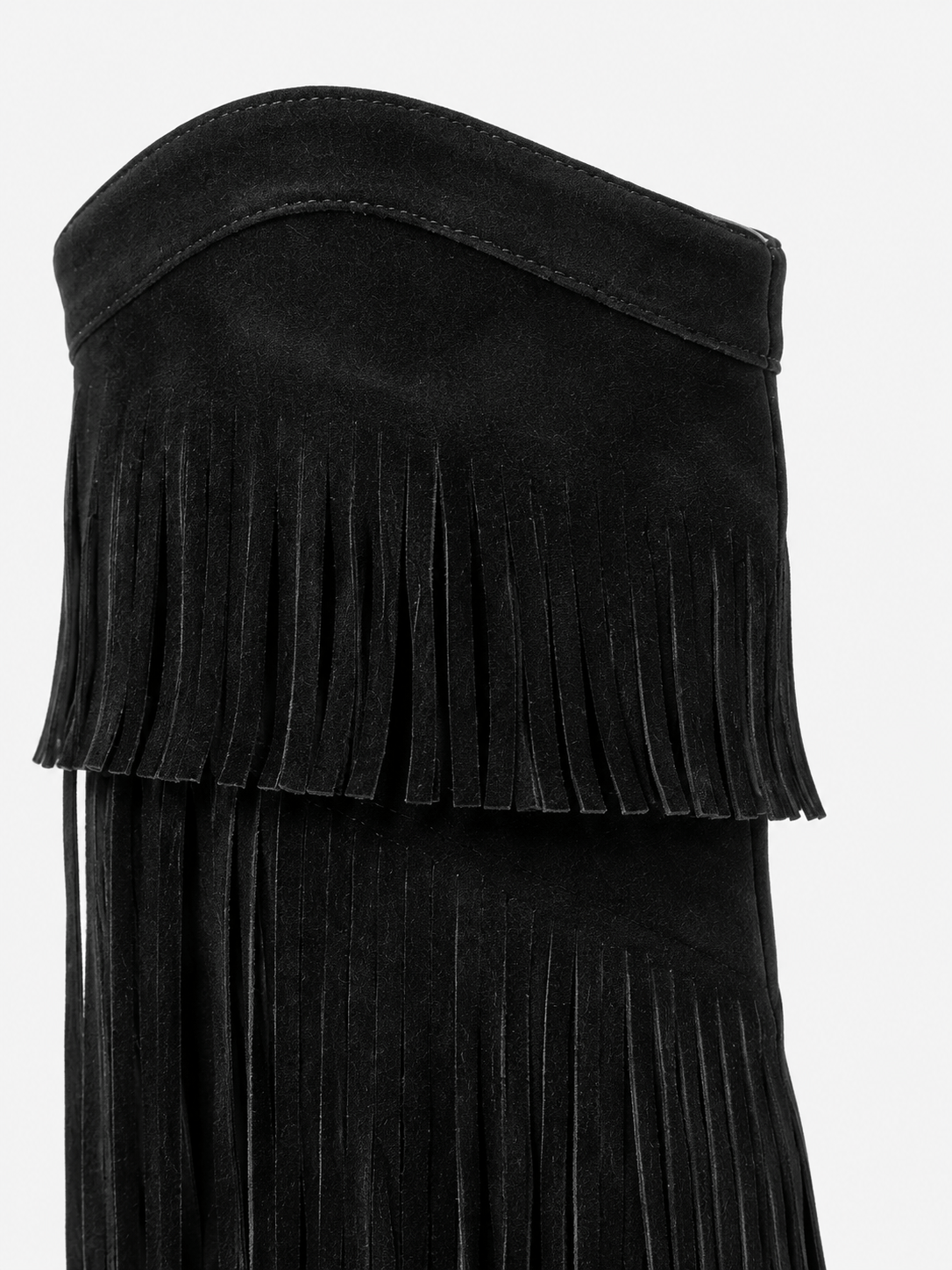 Amara Shoes Layered Fringe Mid Calf Boots