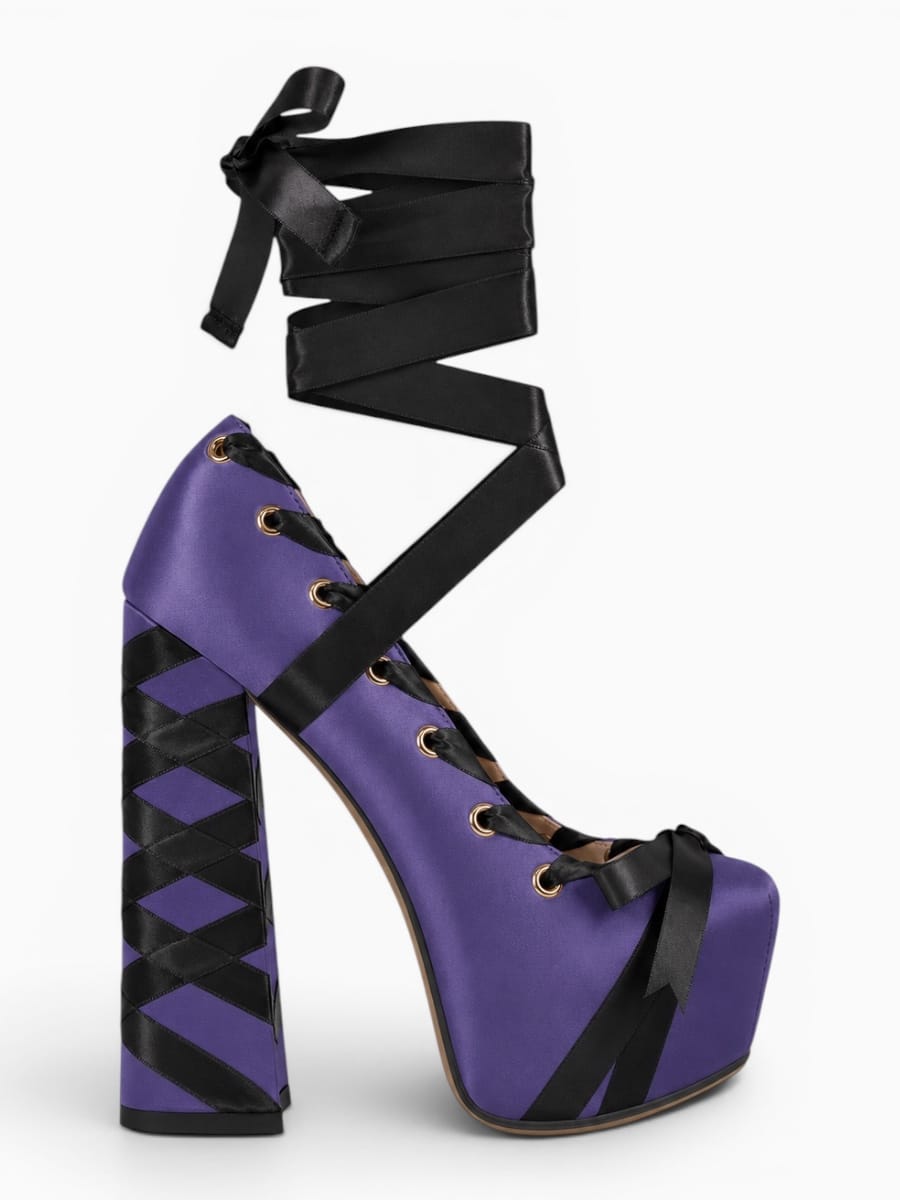 Amara Shoes Lolita Ribbon Platform Pumps