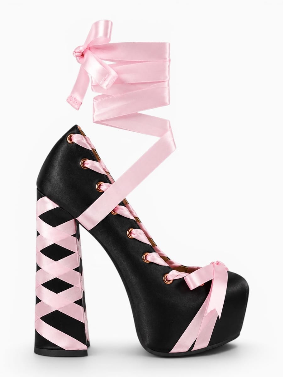 Amara Shoes Lolita Ribbon Platform Pumps
