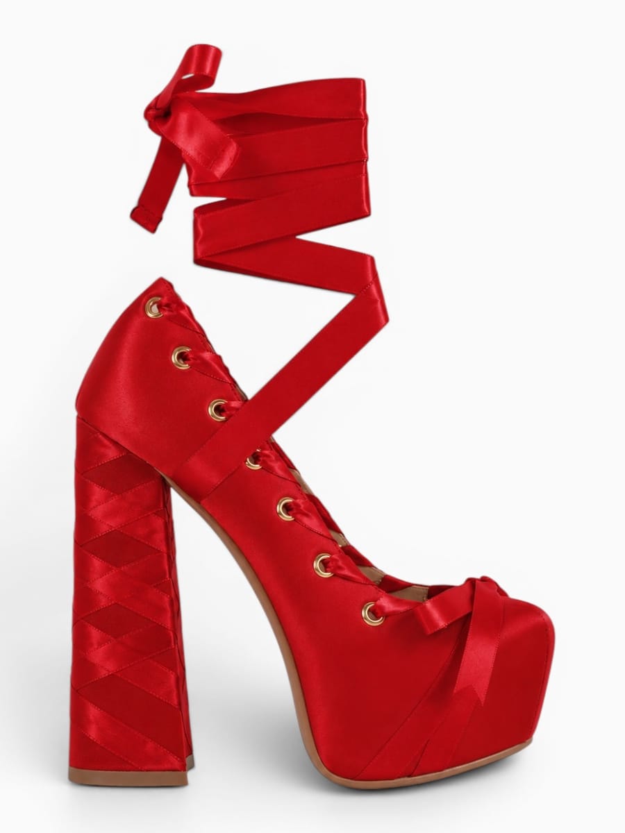Amara Shoes Lolita Ribbon Platform Pumps
