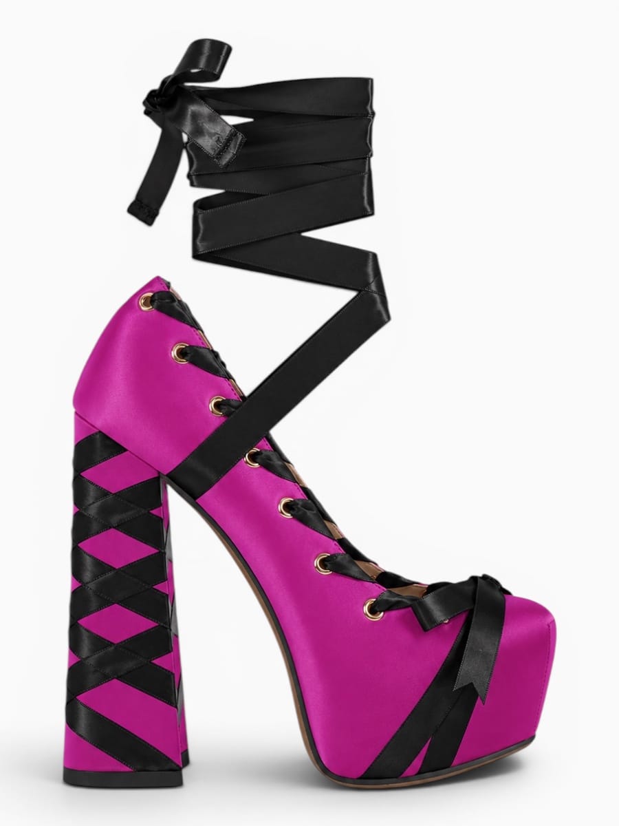 Amara Shoes Lolita Ribbon Platform Pumps