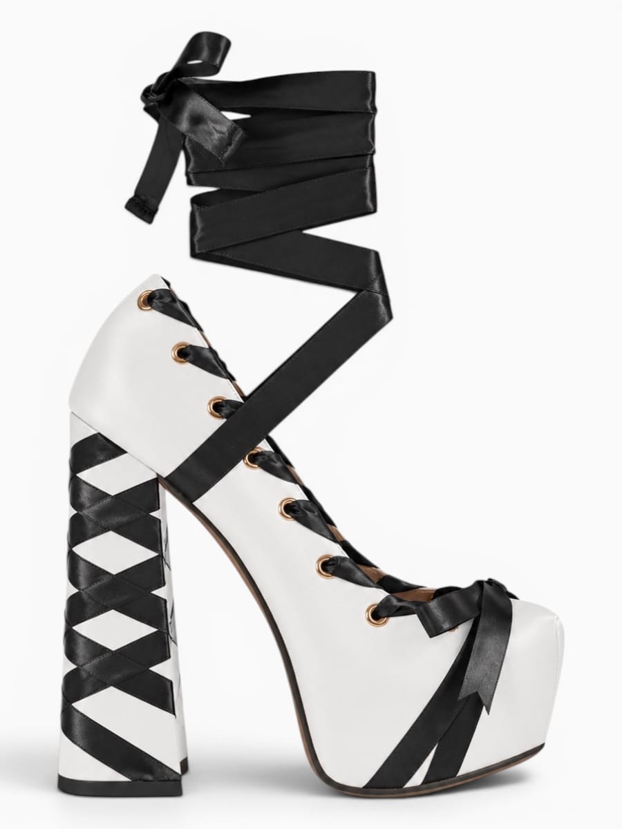 Amara Shoes Lolita Ribbon Platform Pumps