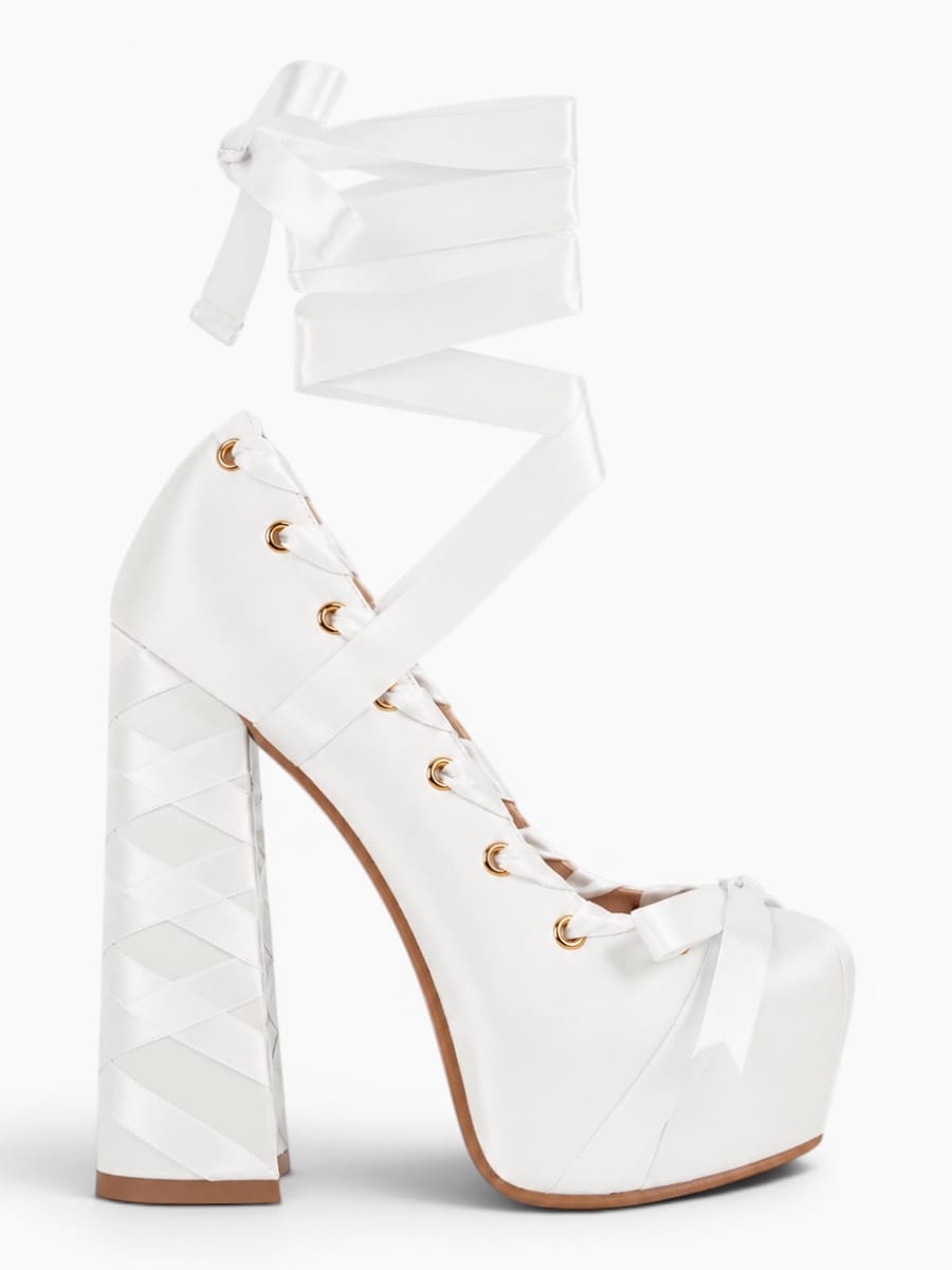 Amara Shoes Lolita Ribbon Platform Pumps