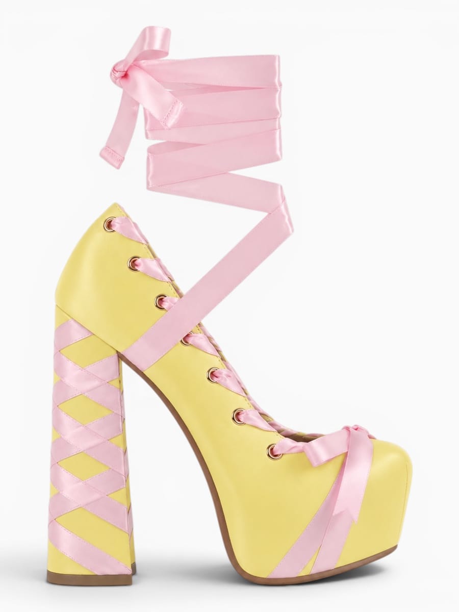 Amara Shoes Lolita Ribbon Platform Pumps