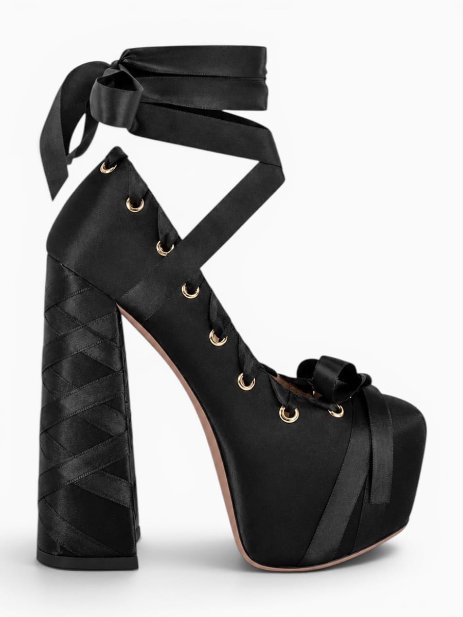 Amara Shoes Lolita Ribbon Platform Pumps