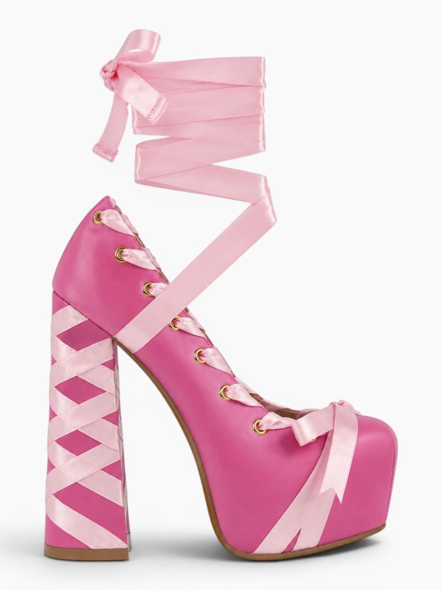 Amara Shoes Lolita Ribbon Platform Pumps