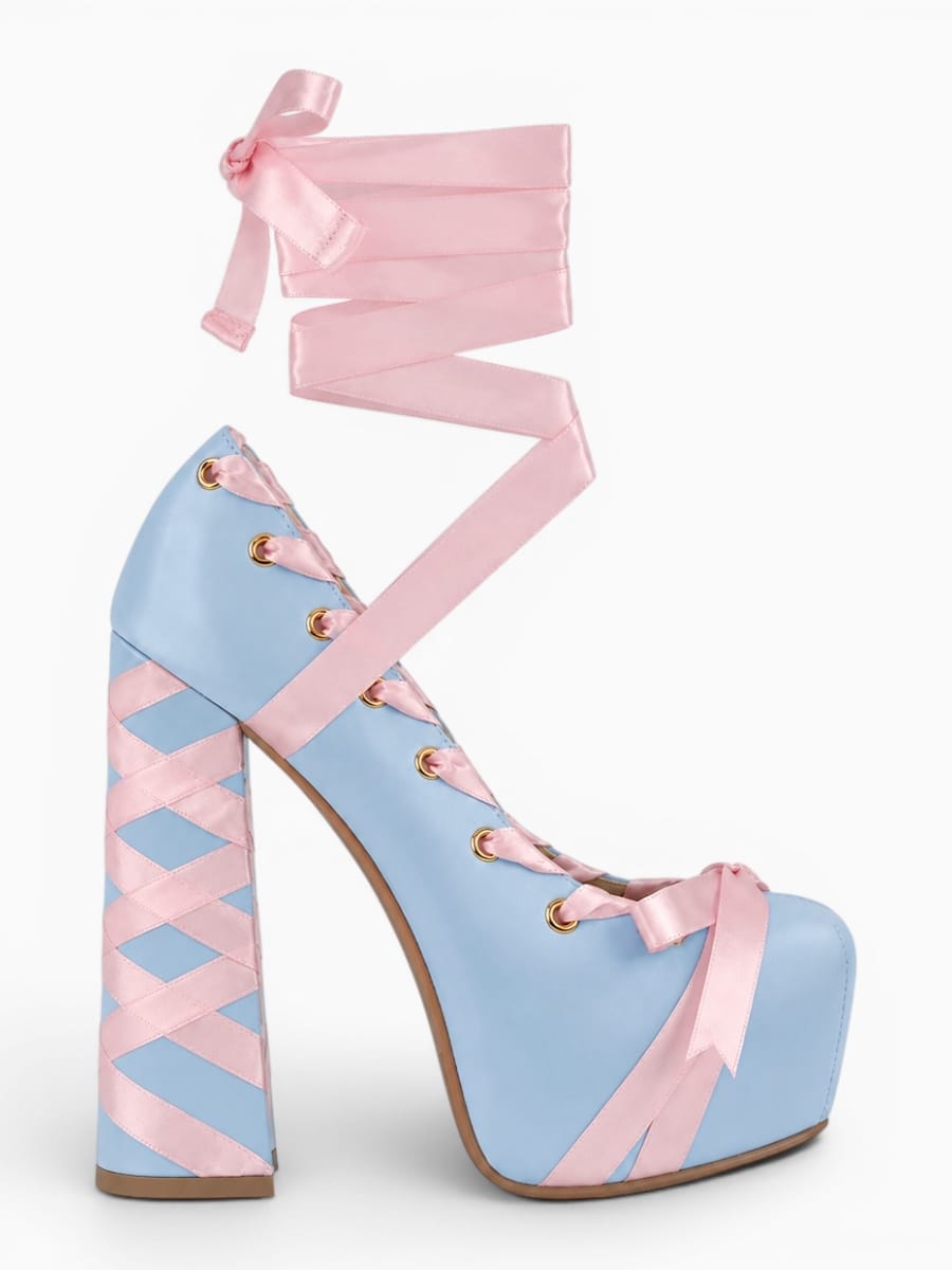Amara Shoes Lolita Ribbon Platform Pumps