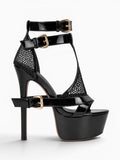 Amara Shoes Mesh Platform Stiletto Sandals