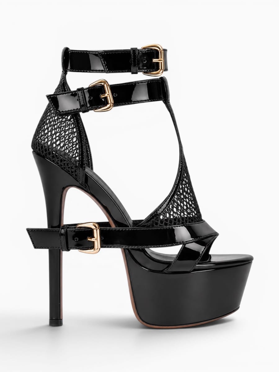Amara Shoes Mesh Platform Stiletto Sandals