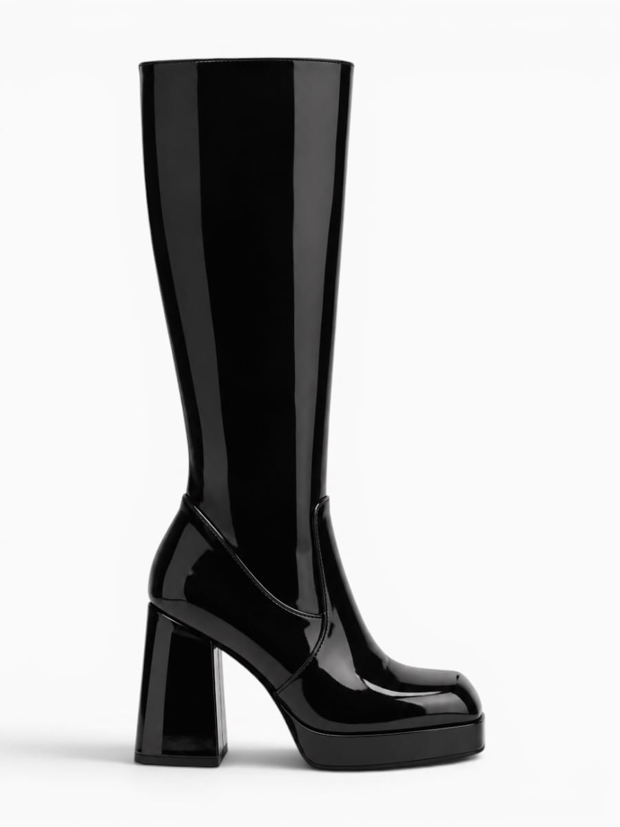 Amara Shoes Metallic Platform Knee-High Boots
