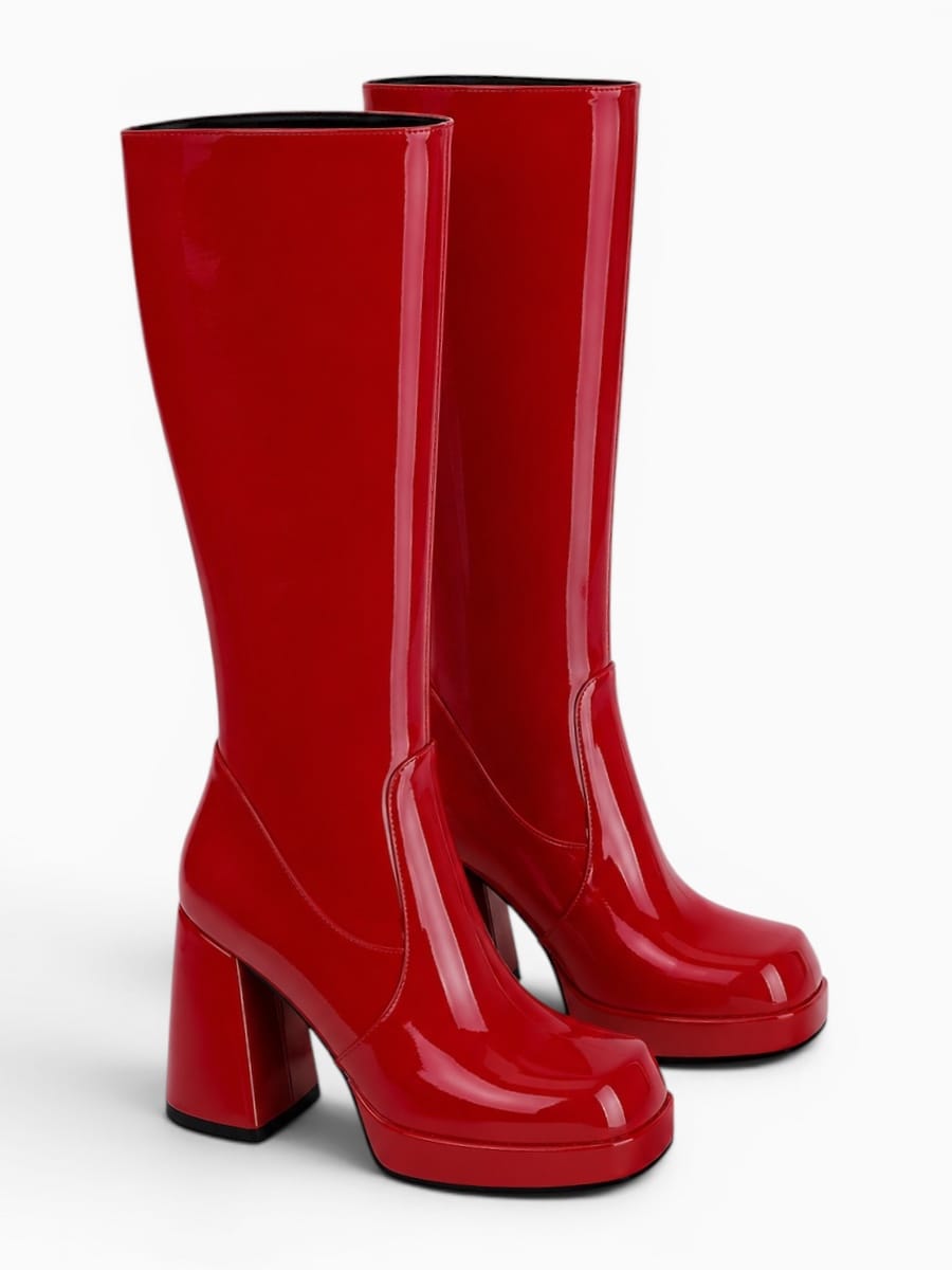 Amara Shoes Metallic Platform Knee-High Boots