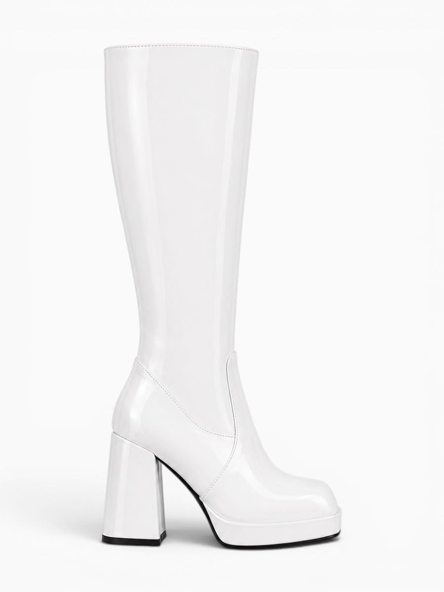 Amara Shoes Metallic Platform Knee-High Boots