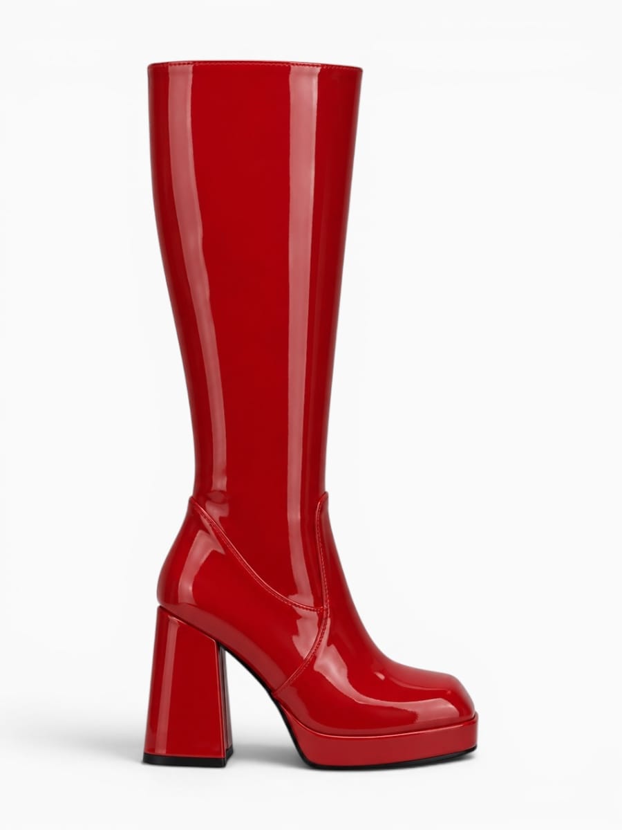 Amara Shoes Metallic Platform Knee-High Boots