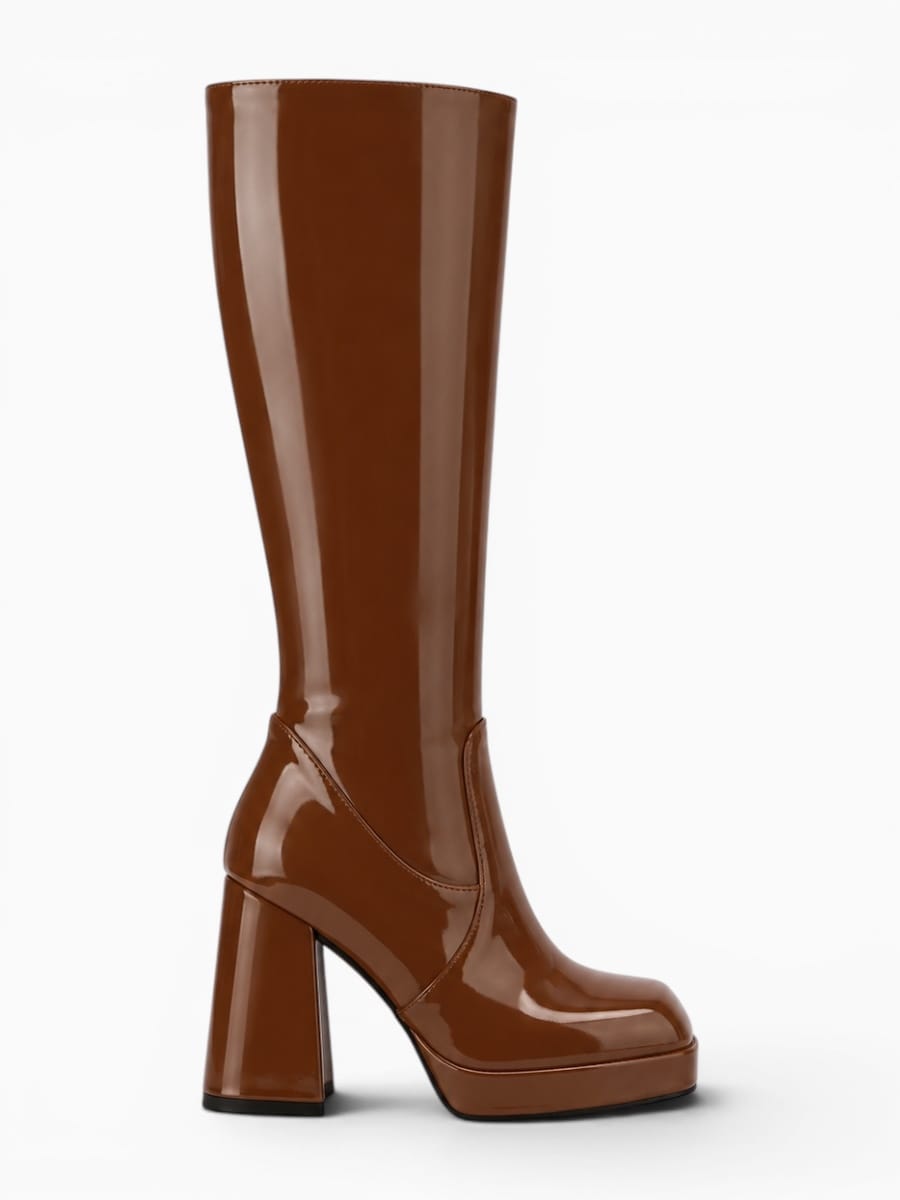 Amara Shoes Metallic Platform Knee-High Boots