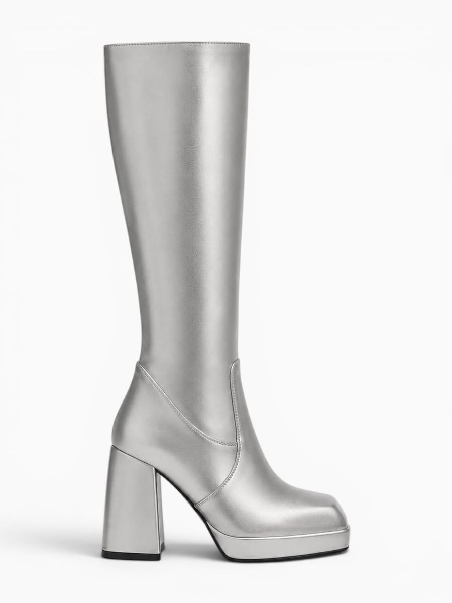 Amara Shoes Metallic Platform Knee-High Boots