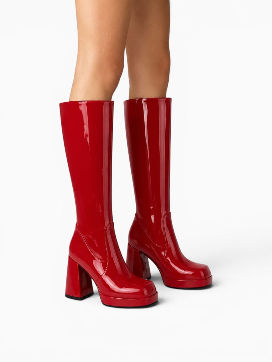 Amara Shoes Metallic Platform Knee-High Boots