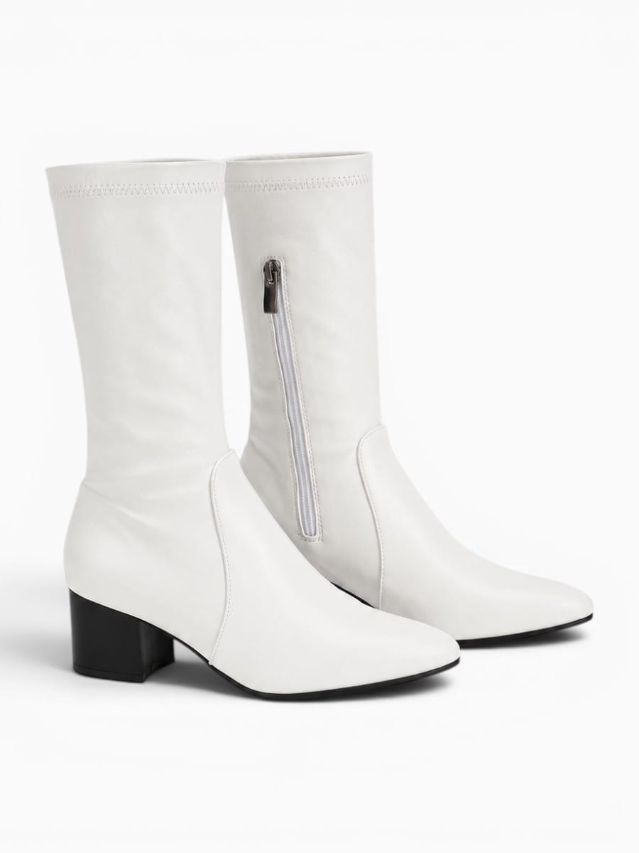 Amara Shoes Mid Calf Block Heel Boots
