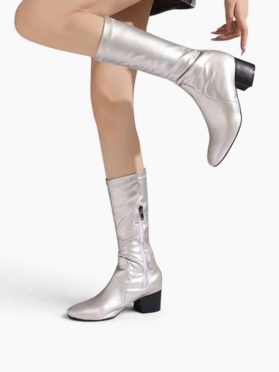 Amara Shoes Mid Calf Block Heel Boots