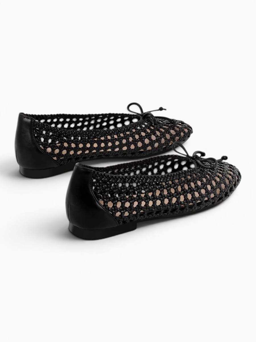Amara Shoes Onlymaker Women Round Toe Black Mesh Ballet flats