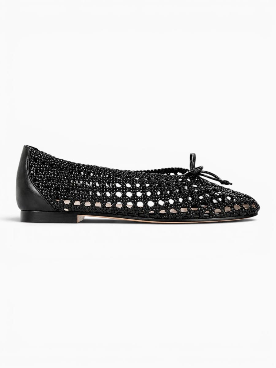 Amara Shoes Onlymaker Women Round Toe Black Mesh Ballet flats