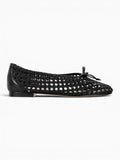 Amara Shoes Onlymaker Women Round Toe Black Mesh Ballet flats