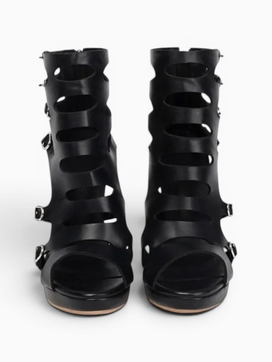 Amara Shoes Peep Toe Buckle Strap Stiletto Gladiator Sandals