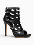 Amara Shoes Peep Toe Buckle Strap Stiletto Gladiator Sandals