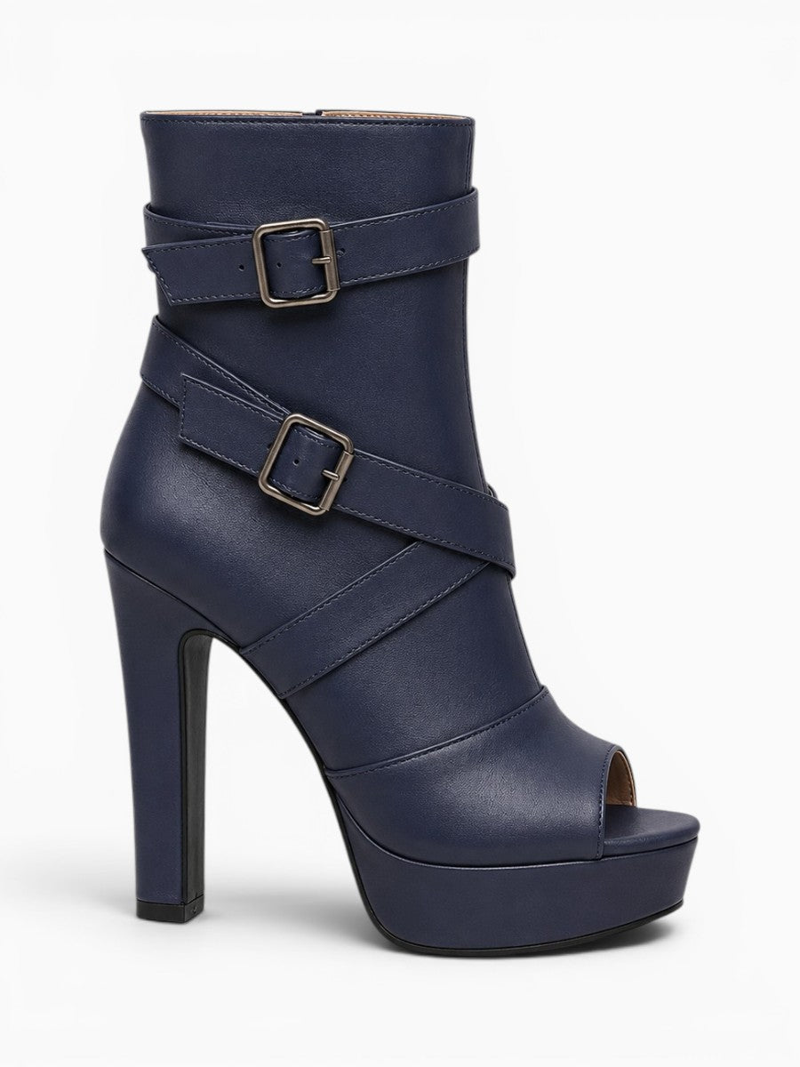 Amara Shoes Peep Toe Sandal Boot Platform Block Heel Inner Zip