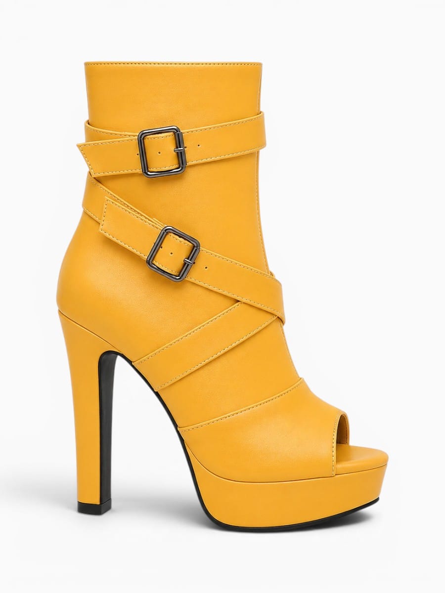 Amara Shoes Peep Toe Sandal Boot Platform Block Heel Inner Zip
