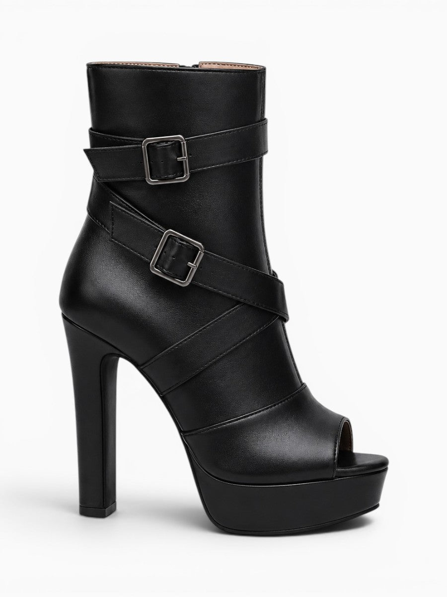 Amara Shoes Peep Toe Sandal Boot Platform Block Heel Inner Zip