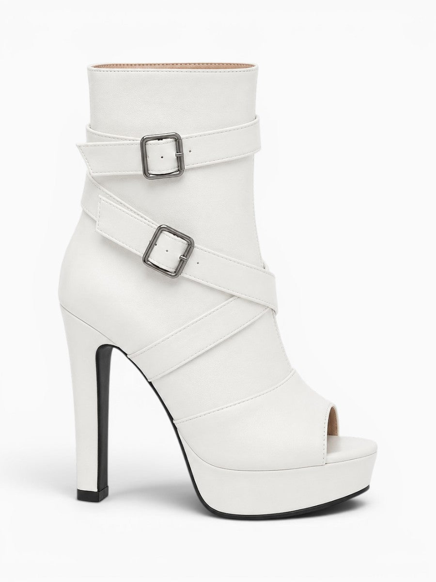 Amara Shoes Peep Toe Sandal Boot Platform Block Heel Inner Zip