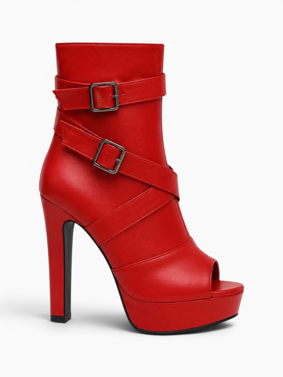 Amara Shoes Peep Toe Sandal Boot Platform Block Heel Inner Zip