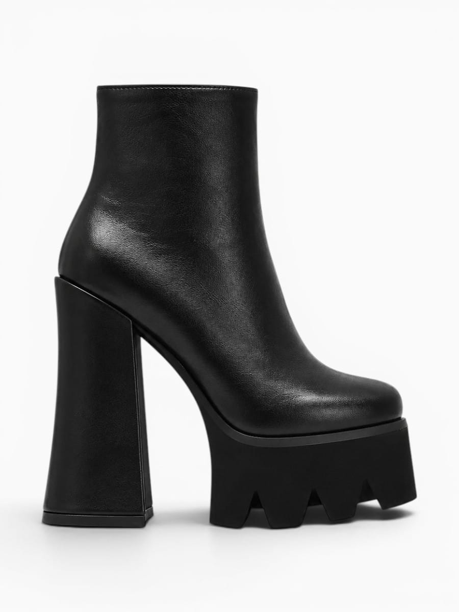Amara Shoes Platform Ankle Boot Square Toe Warm Zipper