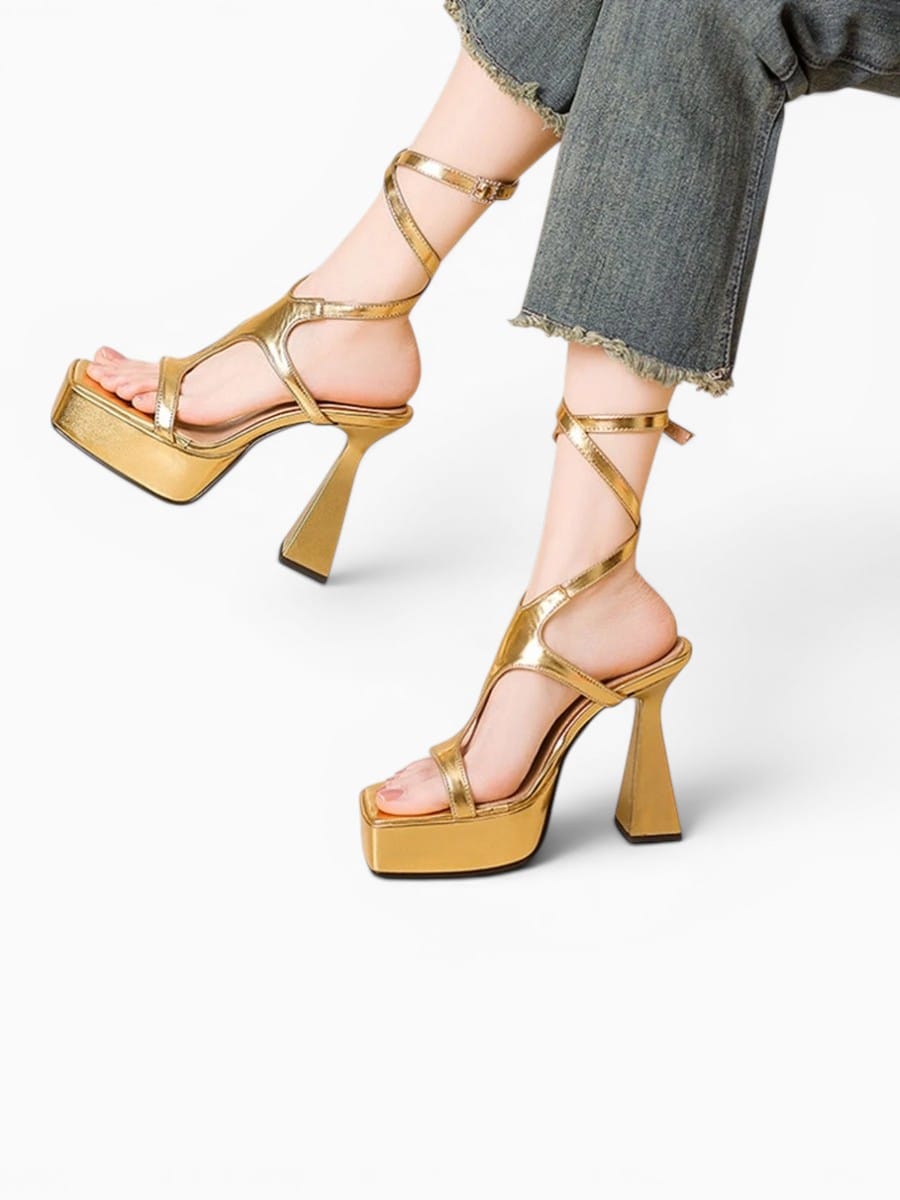 Amara Shoes Platform Block Heel Ankle Strap Sandals