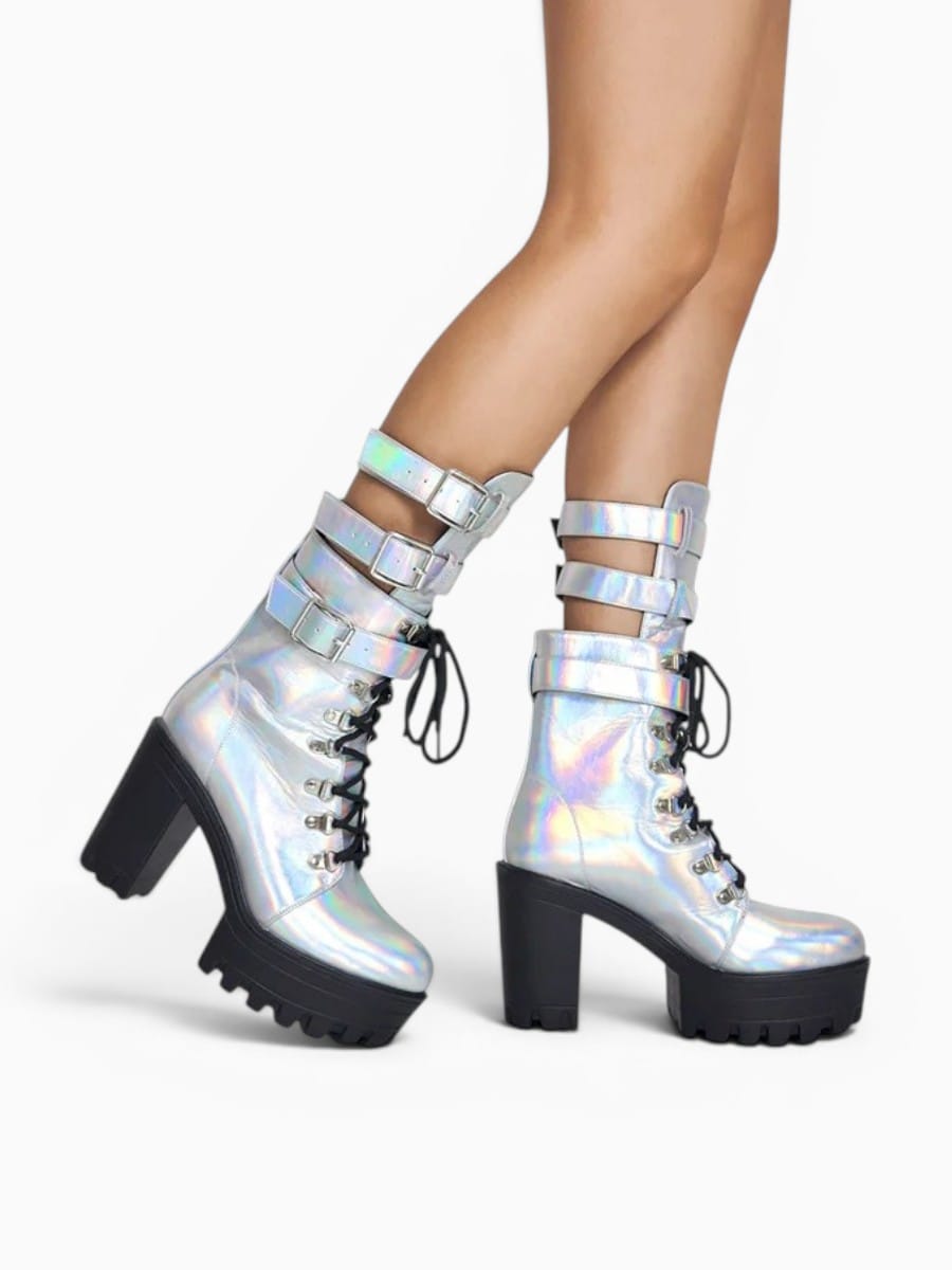 Amara Shoes Platform Buckle Combat Boots