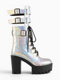 Amara Shoes Platform Buckle Combat Boots