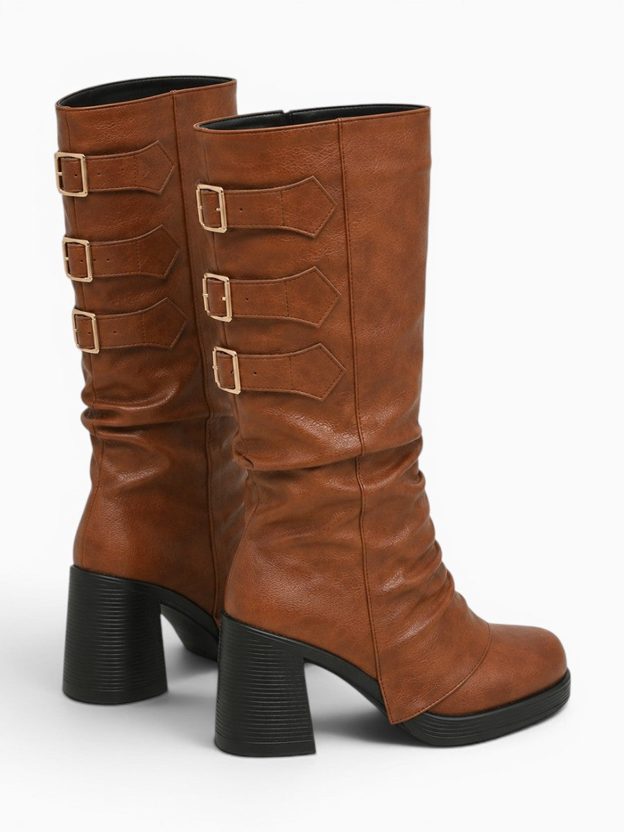 Amara Shoes Platform Cowboy Knee High Boots