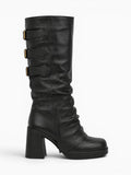 Amara Shoes Platform Cowboy Knee High Boots