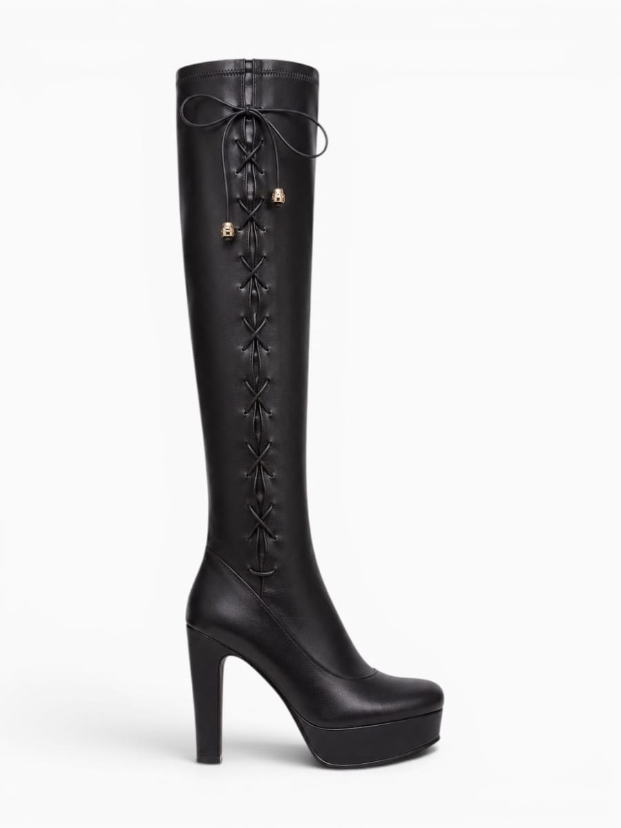 Amara Shoes Platform Lace Up Thigh Boots