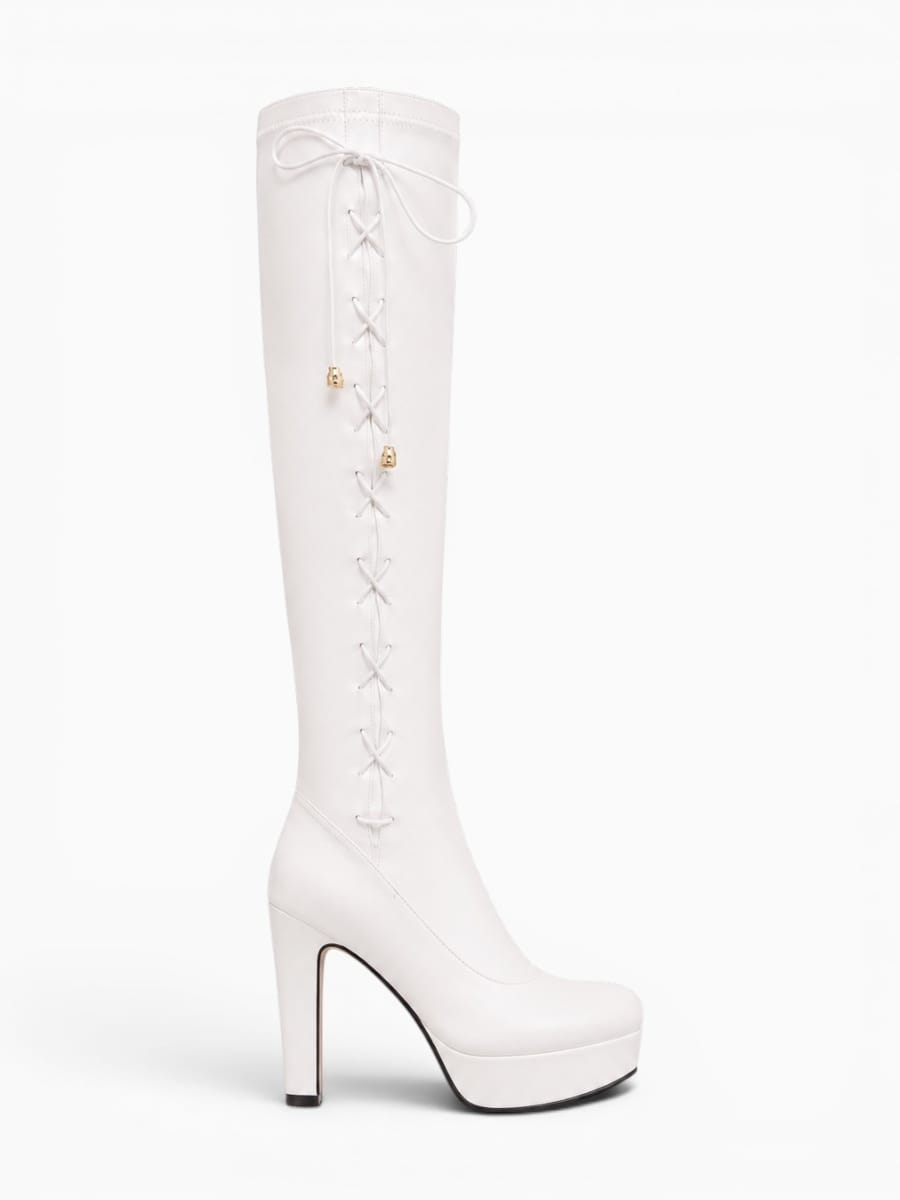 Amara Shoes Platform Lace Up Thigh Boots