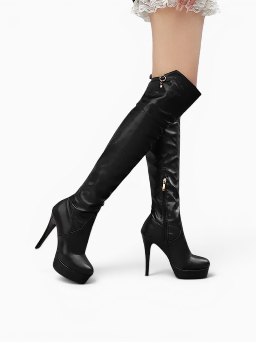 Amara Shoes Platform Thigh-High Stiletto Boots