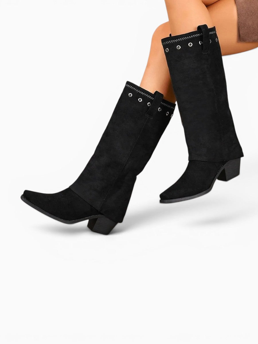 Amara Shoes Pointed Mid Calf Western Boots