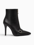 Amara Shoes Pointed Toe Belt Buckle Ankle Boot Thin Zip