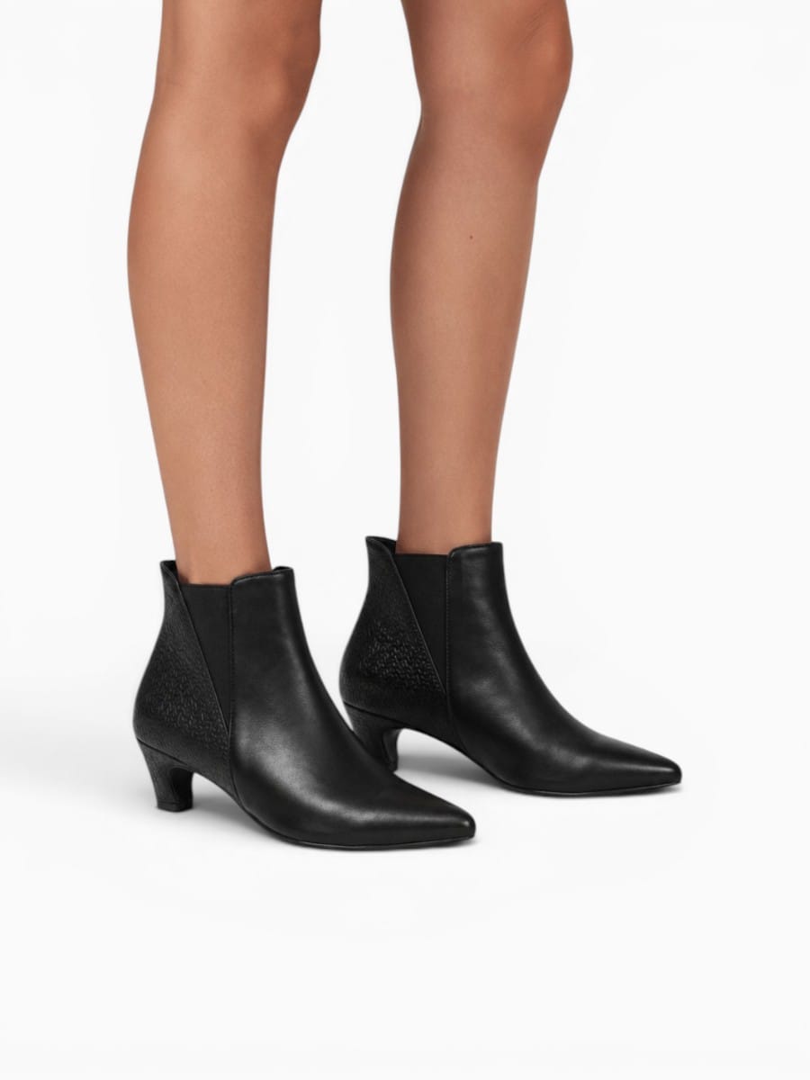 Amara Shoes Pointed Toe Kitten Heel Ankle Boots