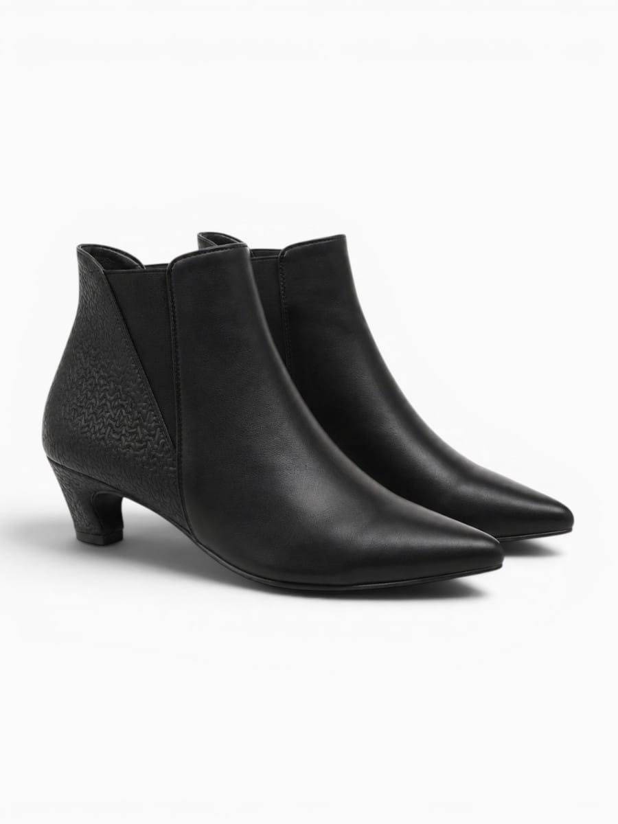 Amara Shoes Pointed Toe Kitten Heel Ankle Boots
